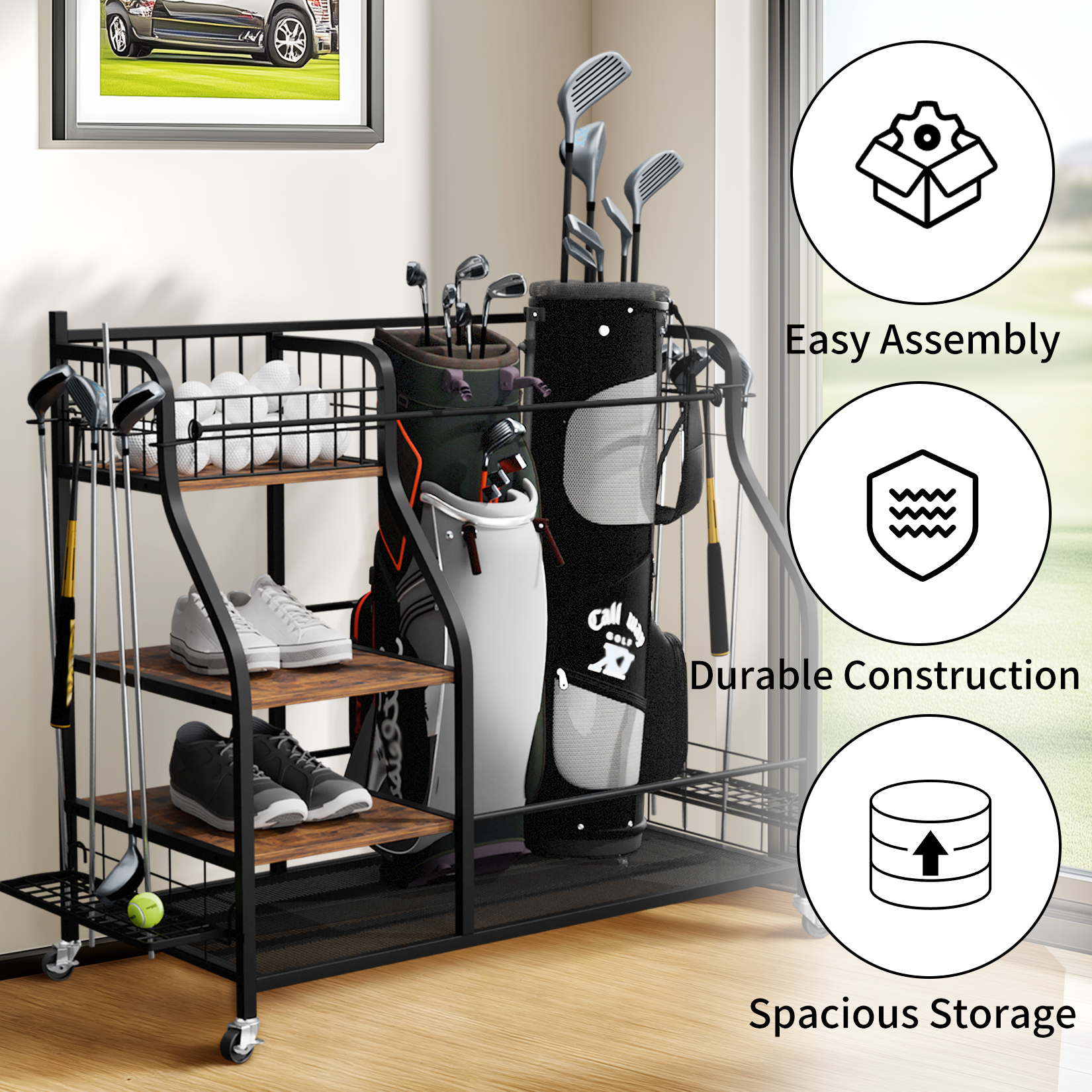 Multifunctional Rolling Golf B - Golf Equipment Holder recension och pris